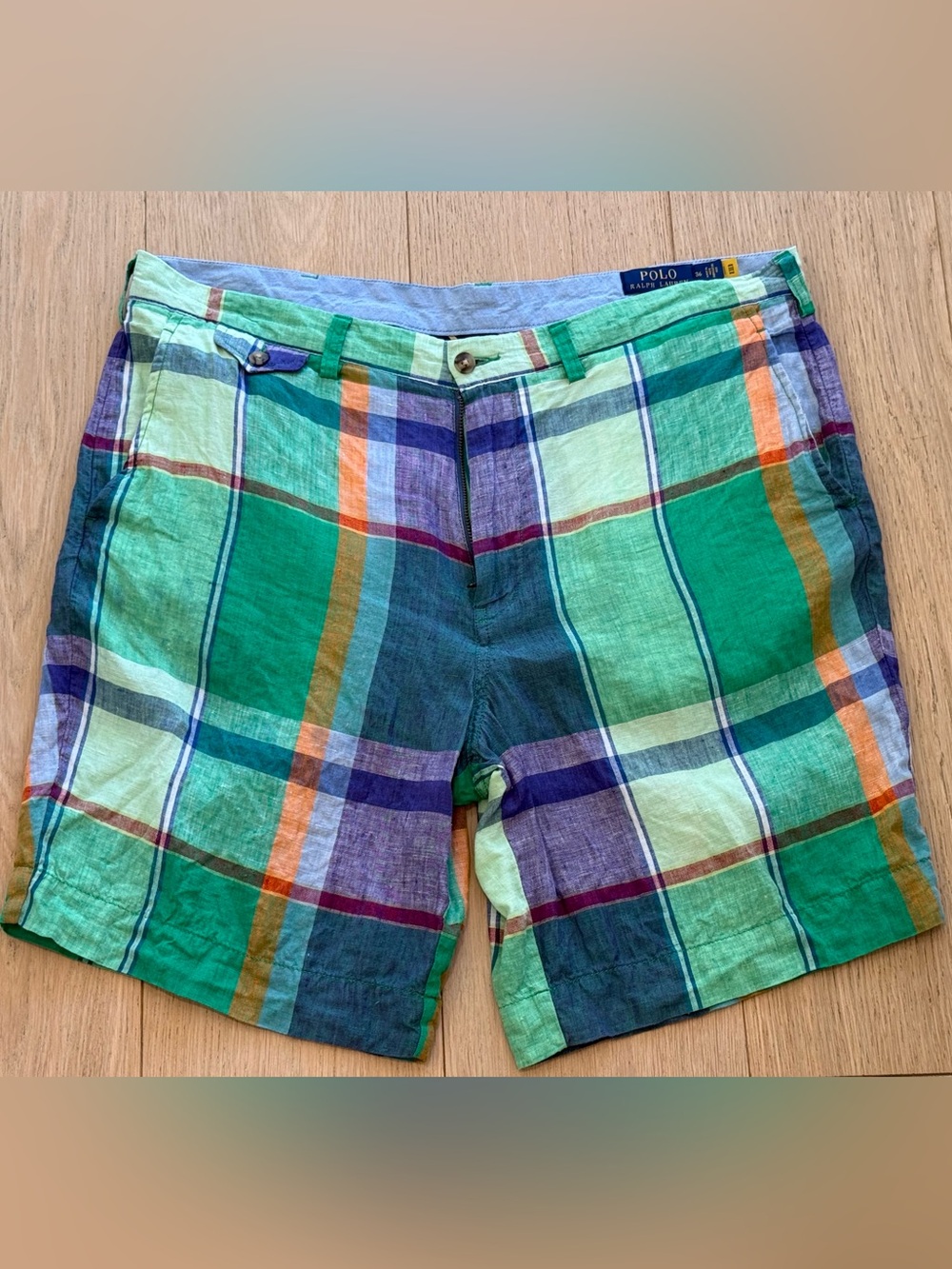 Polo Ralph Lauren 100% Linen Plaid Shorts Men’s 36 Classic Fit Rare Quiet Luxury